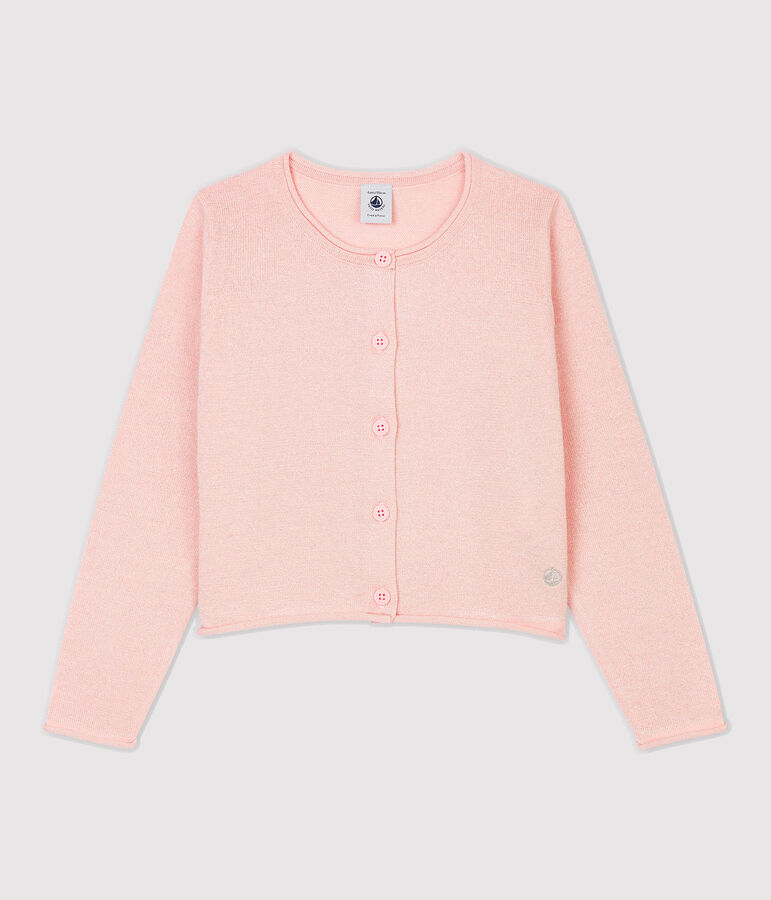 Cardigan en coton enfant fille rose/gris