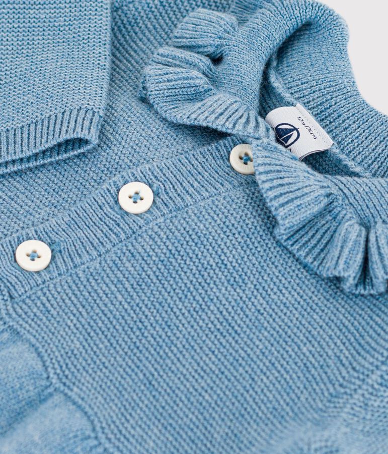 Robe b&eacute;b&eacute; en laine et coton unie bleu ADRIATIC