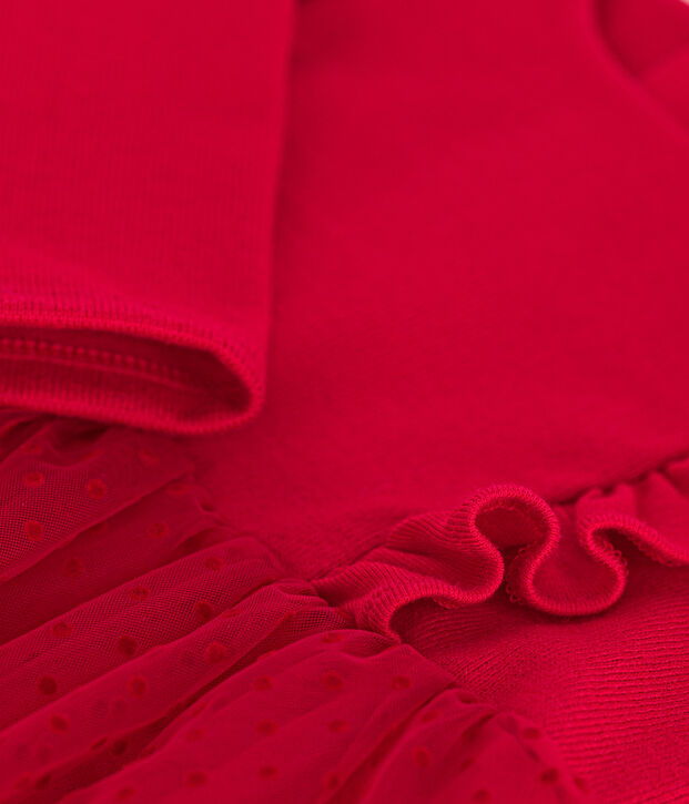 Robe en coton et tulle b&eacute;b&eacute; rouge