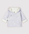 Veste à capuche grise bébé en tubique matelassé en coton biologique gris POUSSIERE CHINE