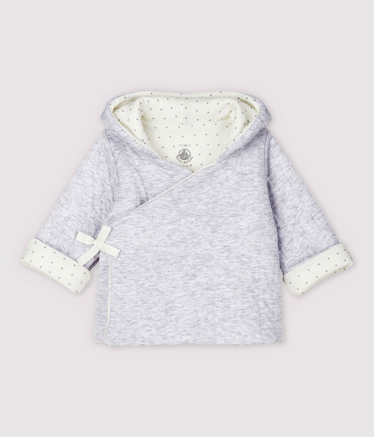 Veste &agrave; capuche grise b&eacute;b&eacute; en tubique matelass&eacute; en coton biologique gris