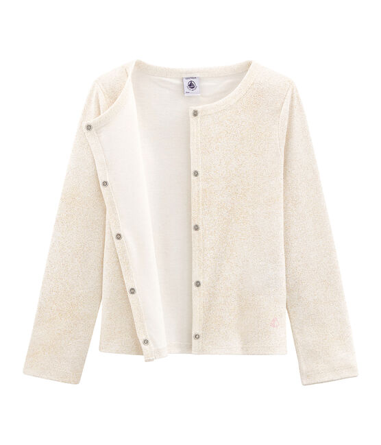 Cardigan enfant fille blanc MARSHMALLOW/rose COPPER