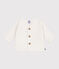 Cardigan bébé tricot point mousse en coton blanc MARSHMALLOW