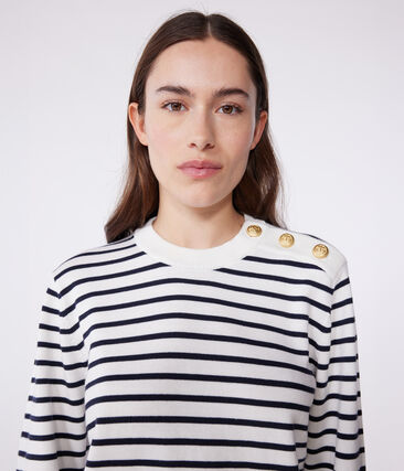 Pull marin femme en coton à rayures