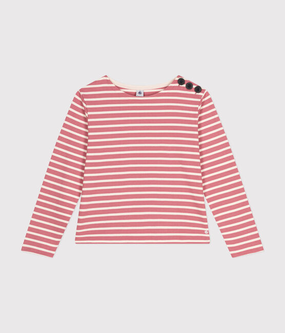 Marinière boutonnée en coton Femme rose ROSEWOOD/ AVALANCHE