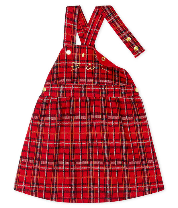 Robe salopette &agrave; carreaux b&eacute;b&eacute; fille rouge/multicouleur