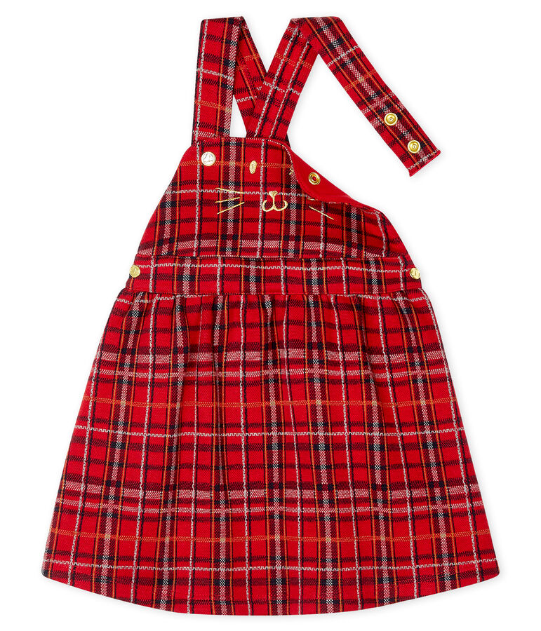 Robe salopette &agrave; carreaux b&eacute;b&eacute; fille rouge TERKUIT/blanc MULTICO CN
