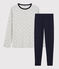 Pyjama imprimé étoiles garçon en coton gris BELUGA/blanc MARSHMALLOW