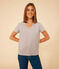 Tee-shirt LE DROIT col V en coton Femme gris CHATON CHINE