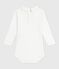 Body bébé en coton à col brodé, uni blanc MARSHMALLOW