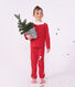 Pyjama enfant en velours c&ocirc;tel&eacute; uni &agrave; collerette