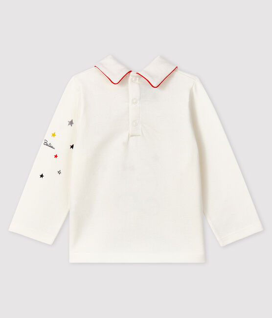 Tee-shirt avec col polo bébé garçon blanc MARSHMALLOW