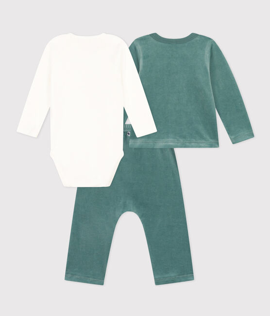 Ensemble en velours et body bébé vert BRUT