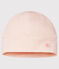 Bonnet naissance bébé en velours rose FLEUR