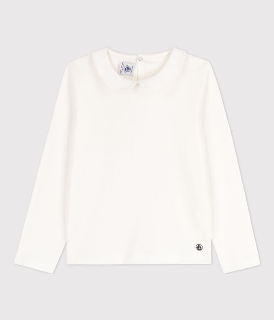 Tee-shirt manches longues coton  enfant fille blanc MARSHMALLOW