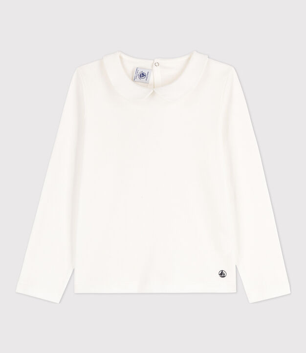 Tee-shirt manches longues coton enfant fille blanc