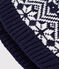 Bonnet enfant jacquard en laine bleu SOIR/ MARSHMALLOW
