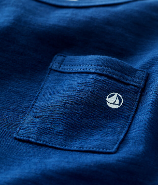 Tee-shirt manches courtes uni en jersey b&eacute;b&eacute; bleu fonc&eacute;