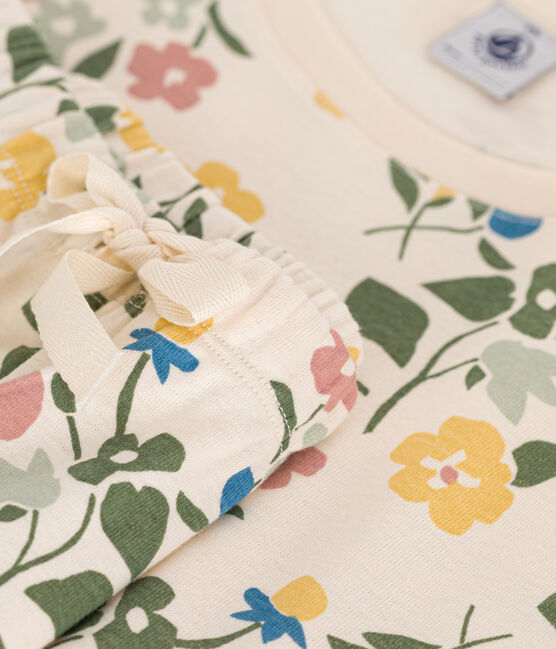 Pyjama short et tee-shirt en coton motif floral femme blanc AVALANCHE/ MULTICO