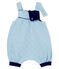 Salopette courte bébé en tubique matelassé bleu ACIER/blanc MARSHMALLOW