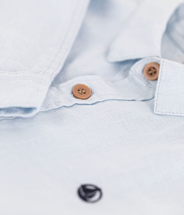 Chemise &agrave; manches longues en lin enfant gar&ccedil;on bleu