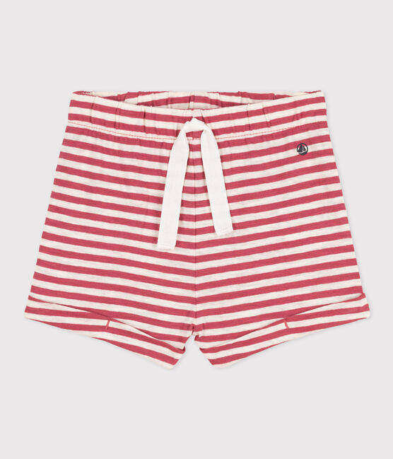 Short bébé en jersey flammé rayé rose PAPI/beige AVALANCHE