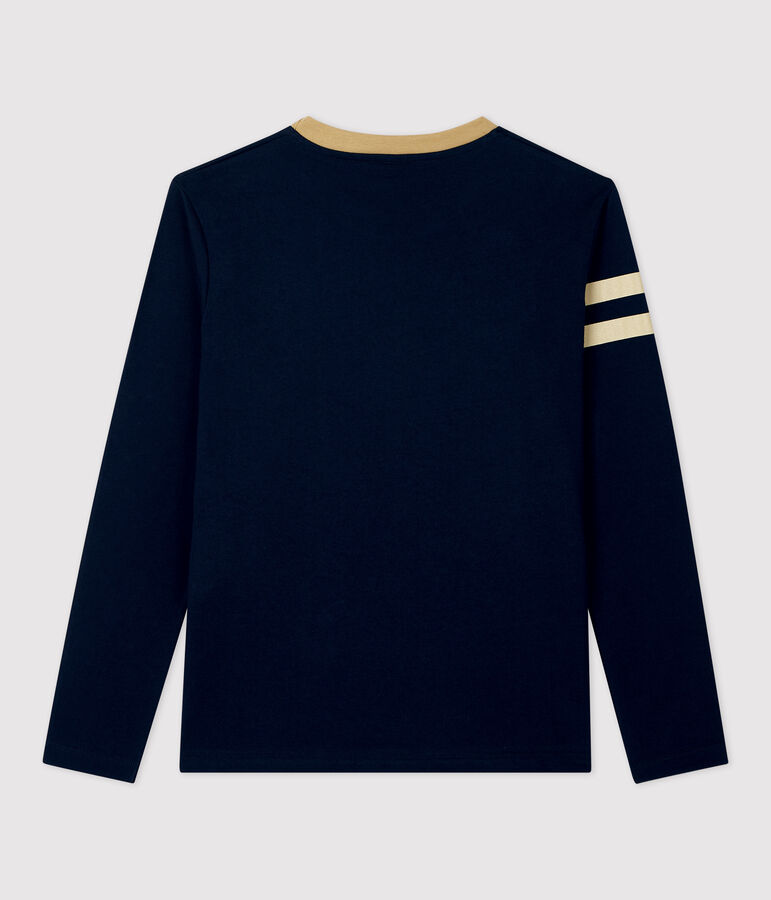 Tee-shirt manches longues en coton enfant gar&ccedil;on bleu SMOKING