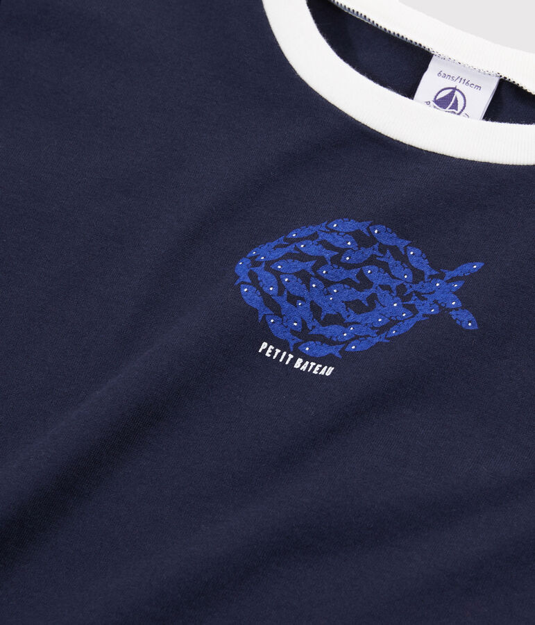 Tee-shirt enfant garcon bleu/blanc