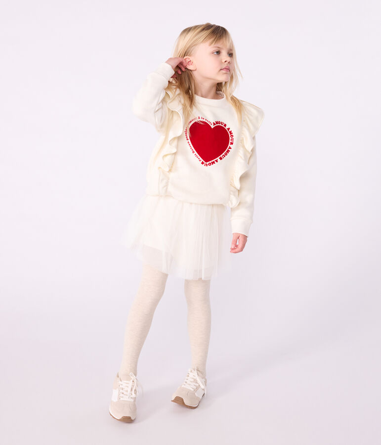 Sweatshirt enfant en coton imprim&eacute; &eacute;cru MILK