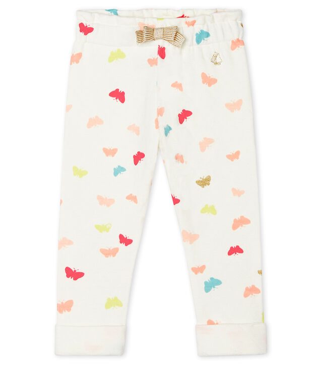 Pantalon b&eacute;b&eacute; fille imprim&eacute; blanc/multicouleur