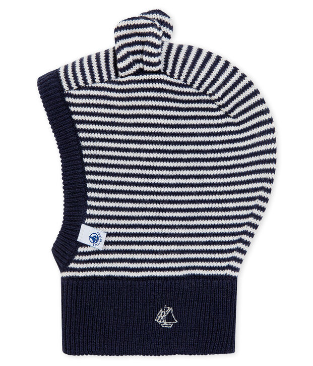 Cagoule b&eacute;b&eacute; mixte bleu/blanc
