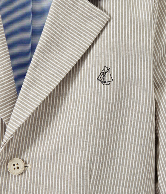 Veste garçon en toile rayée gris MINERAI/blanc LAIT