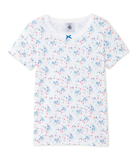 T-shirt fille imprimé blanc ECUME/bleu BLEU/ MULTICO