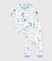 Pyjama enfant en coton manches courtes jambes longues imprim&eacute; blanc/multicouleur
