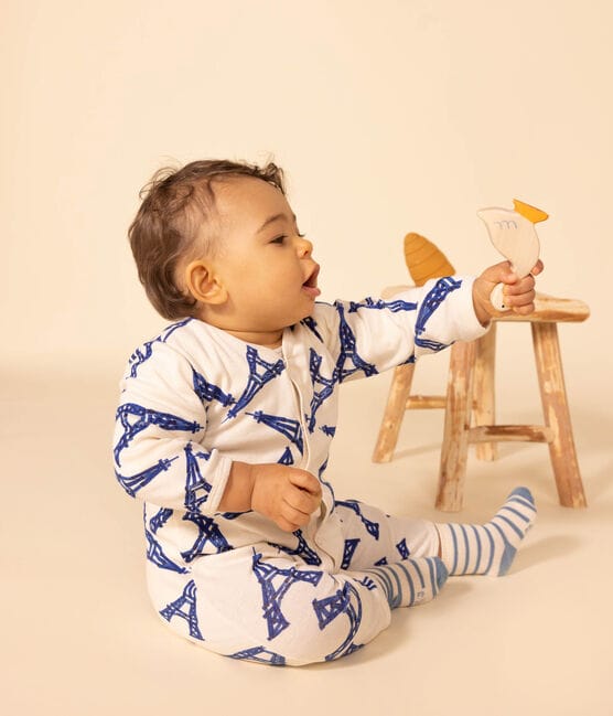 Pyjama bébé Paris en coton blanc AVALANCHE/ MULTICO
