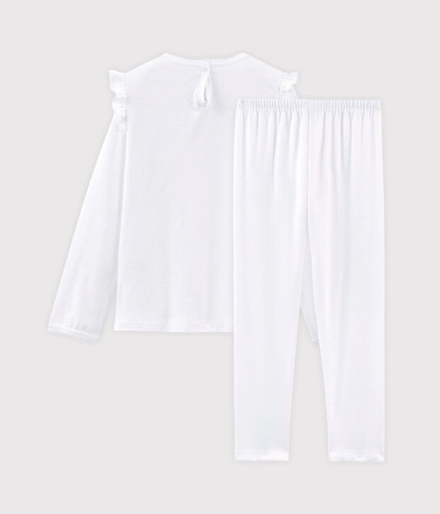 Pyjama petite fille en coton fin blanc