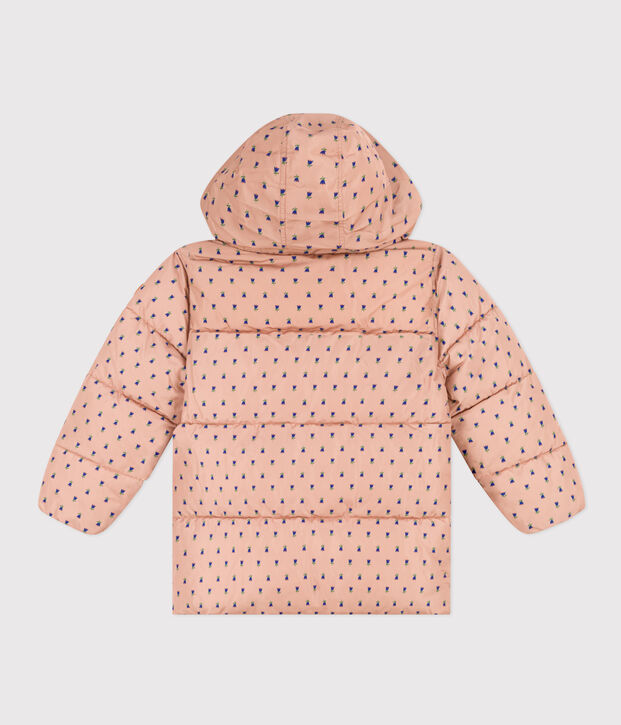 Doudoune avec capuche r&eacute;tractable enfant fille beige/multicouleur