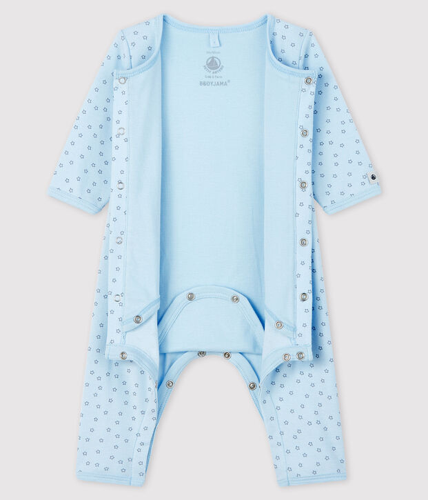 Bodyjama sans pieds &eacute;toiles b&eacute;b&eacute; gar&ccedil;on en coton biologique bleu/gris