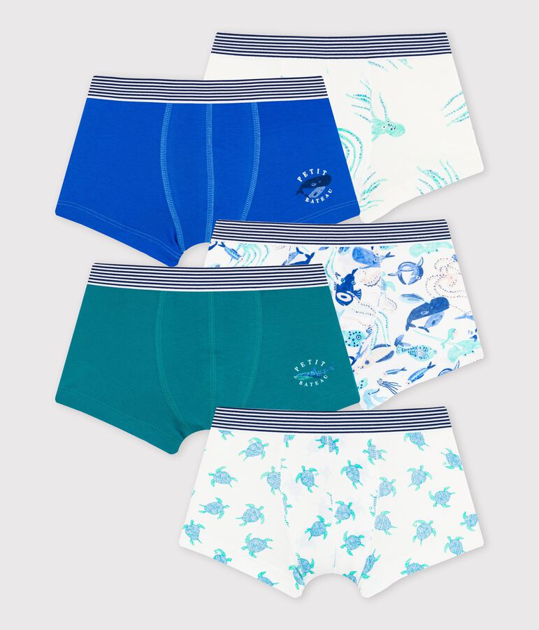 Lot de 5 boxers animaux marins petit gar&ccedil;on multicouleur