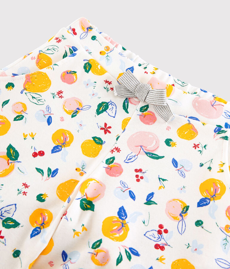 Short en coton enfant fille blanc MARSHMALLOW/blanc MULTICO