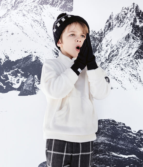 Sweatshirt polaire moutonné enfant garçon blanc MARSHMALLOW