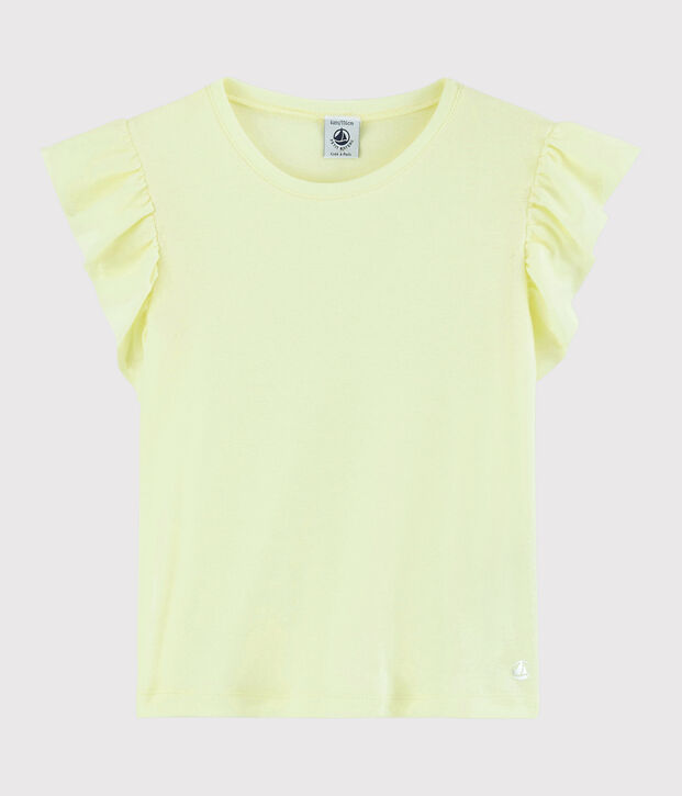 Tee-shirt manches courtes en coton enfant fille jaune
