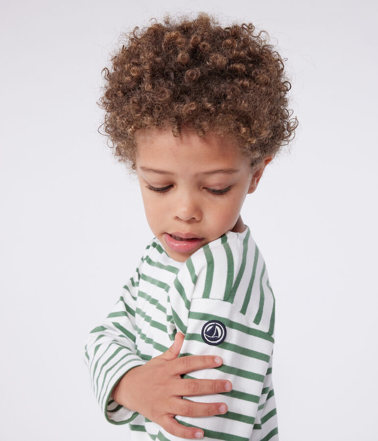 Marini&egrave;re enfant mixte en coton manches longues vert MARSHMALLOW/ PALMERAIE