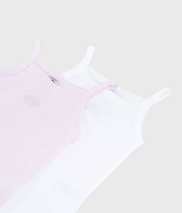 Lot de 2 chemises &agrave; bretelles petite fille en coton biologique multicouleur