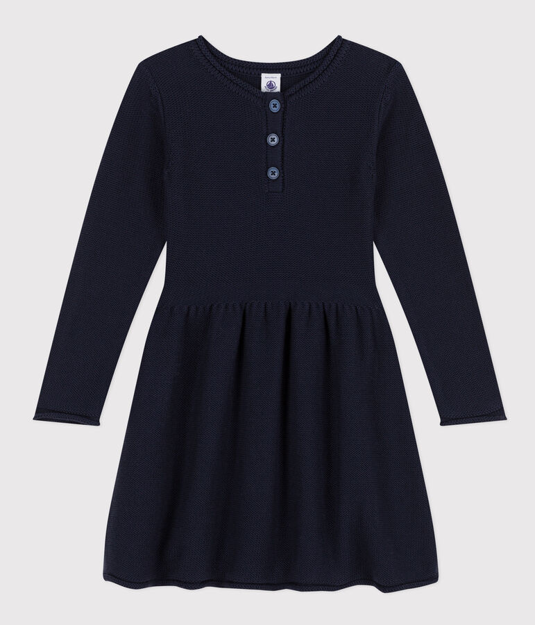 Robe manches longues en tricot enfant fille bleu SMOKING