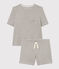 Pyjacourt en coton femme gris CHATON CHINE