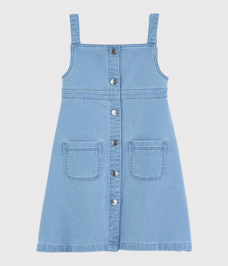 Robe salopette en molleton denim enfant fille bleu DENIM CLAIR