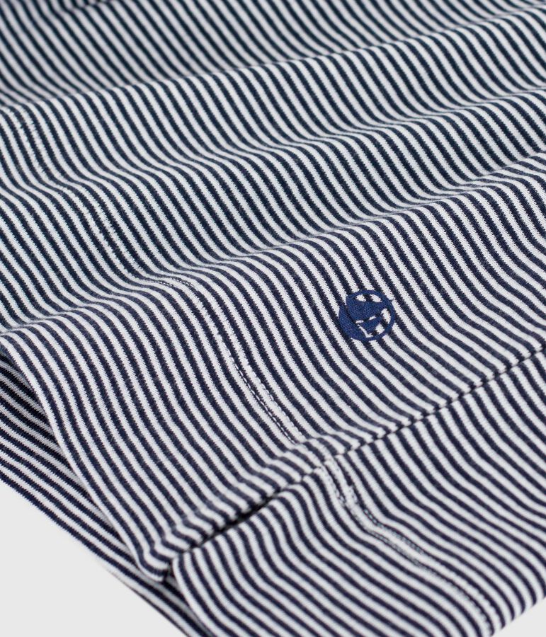 Chemise de nuit femme en coton manches courtes &agrave; rayures bleu SMOKING/blanc MARSHMALLOW