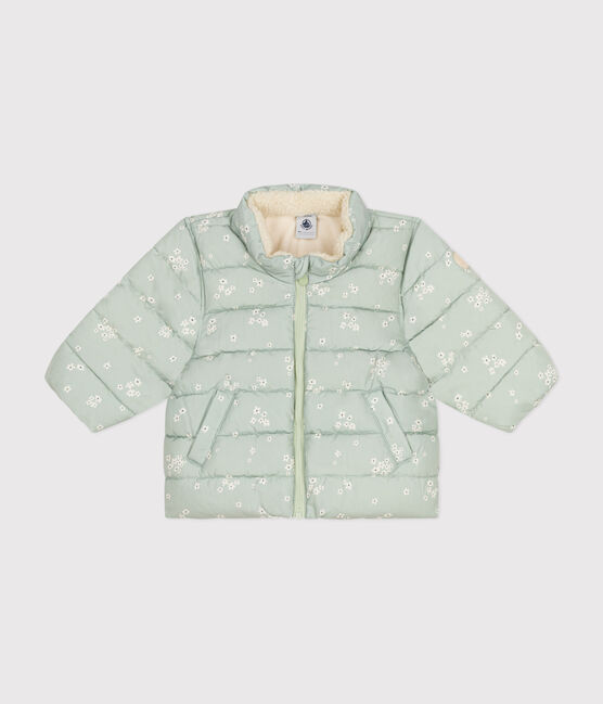 Doudoune imprimée capuche rétractable bébé vert HERBIER/blanc MULTICO