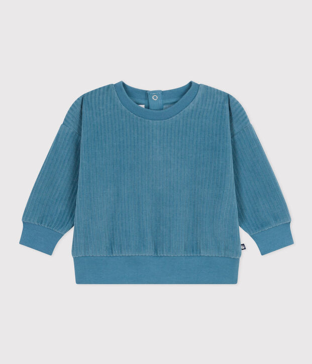 Sweatshirt en velours b&eacute;b&eacute; bleu